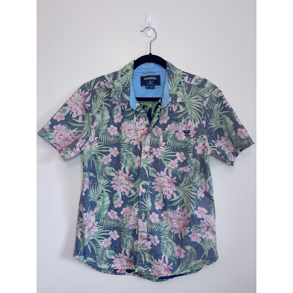 Chubbies Mens The Resortwear Tropical Floral Short Sleeve Button Down Shirt M